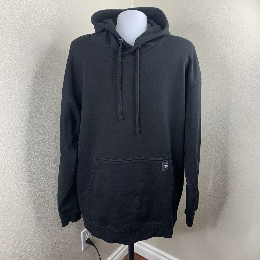 Ariat Men's Rebar Roughneck Pullover Hoodie Hood Sweatshirt Black 10037616 Sz XL